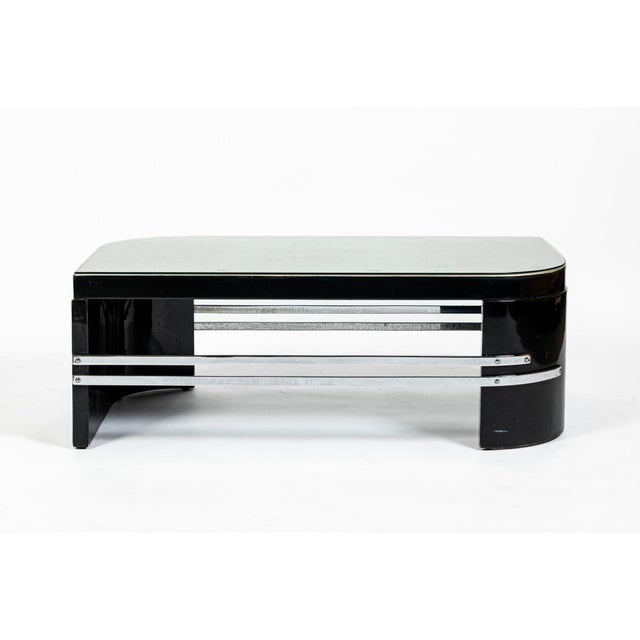 Art Deco Art Deco Coffee Table in Black Lacquer and Metal Leaf, Circa 1935 For Sale - Image 3 of 14