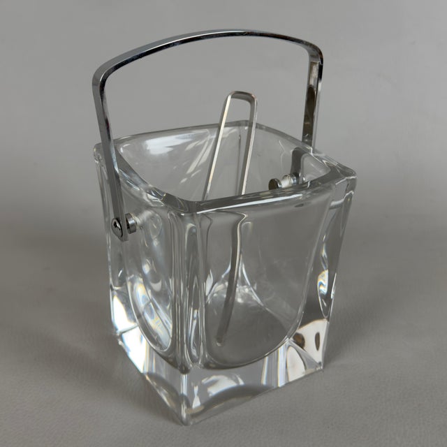French Crystal Ice Bucket with Tongs For Sale - Image 11 of 11