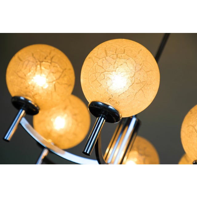 Vintage German Chrome and Glass Chandelier, 1970s For Sale - Image 10 of 13