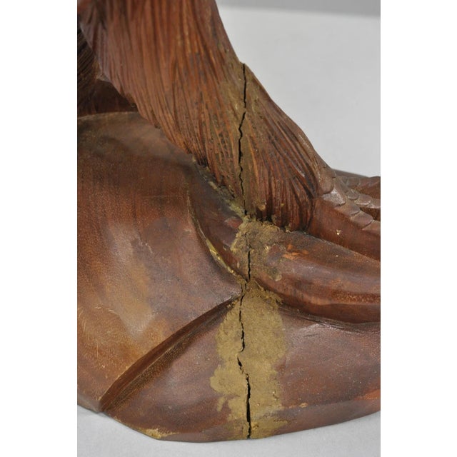 Vintage Black Forest 24" Hand Carved Wood Bald Eagle Figure Statue Sculpture For Sale - Image 12 of 18