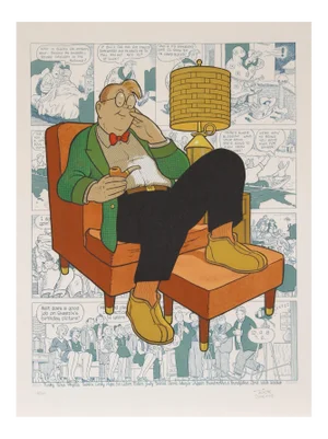 Late 20th Century Dick Moores, Armchair Nap Lithograph