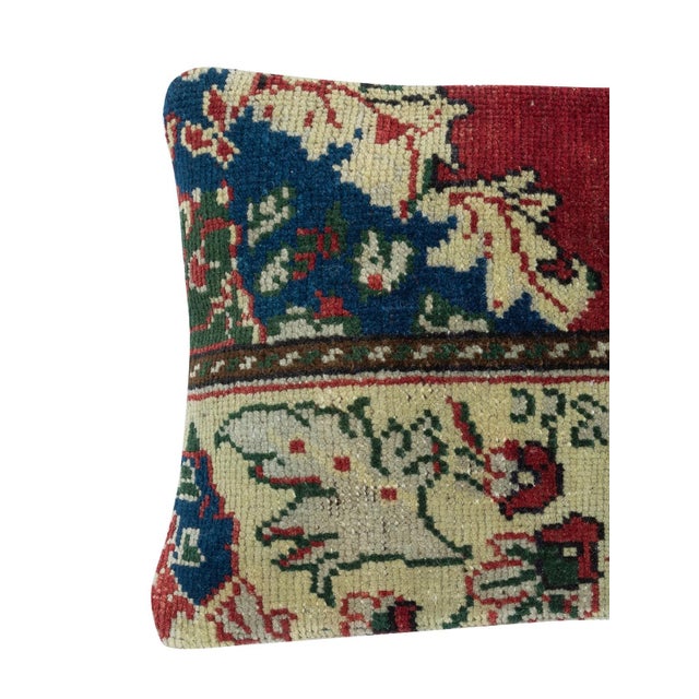 Add a touch of history and warmth to your space with this vintage handmade Turkish wool rug cushion cover. Crafted from...