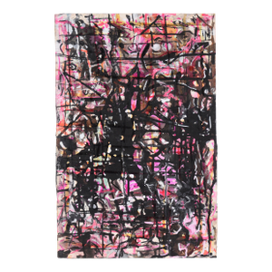 Abstract Composition in Pink and Black in Acrylic on Cardboard by Honora Berg