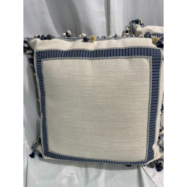 American Set of 2 Decorative Pillows With Tassel Border For Sale - Image 3 of 5