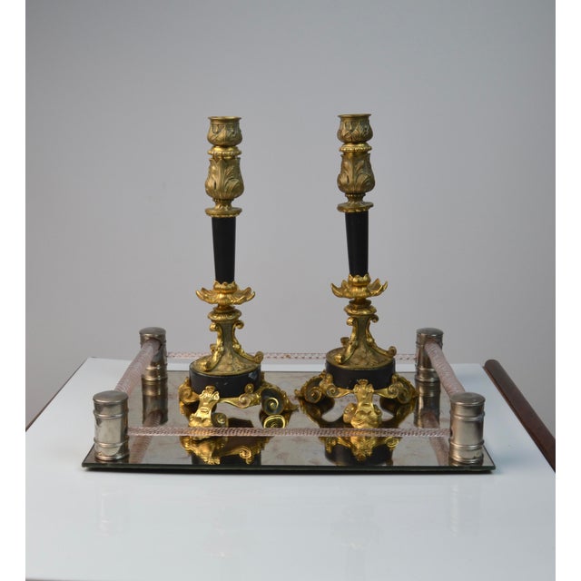 Mid-Century Italian Tray with Twisted Pink Glass and Mirrored Base, 1950s For Sale - Image 14 of 18