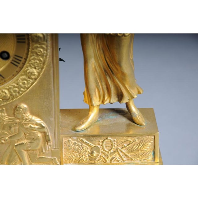 Empire Gilt Bronze Mantel Clock, Pairs, France, 1850 For Sale - Image 15 of 18