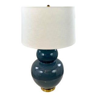 Modern Slate Gray Glaze Ceramic Gourd Table Lamp For Sale