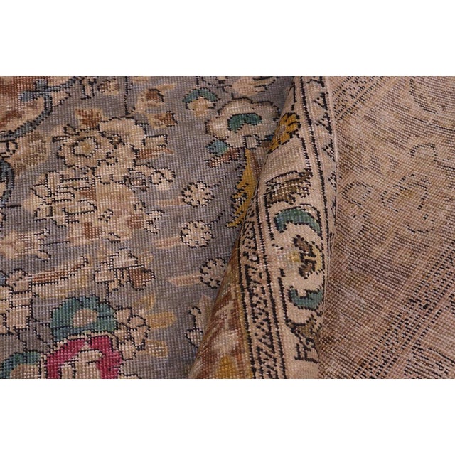 Gray Shabby Chic Hand Painted Vintage 1990's Gray/Brown Wool Rug - 9'9'' X 12'10'' For Sale - Image 8 of 10