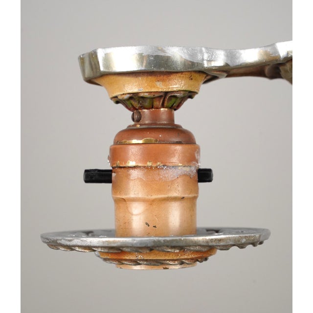 Mid 20th Century Mid 20th Century Restored Victorian Exposed Bulb Brass Chandelier For Sale - Image 5 of 11