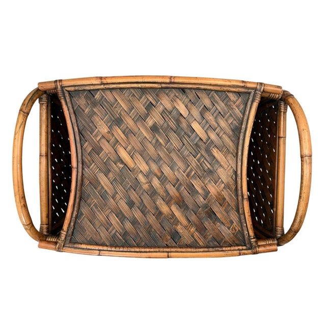 Late 20th Century Vintage Bamboo and Rattan Wicker Basket For Sale - Image 5 of 12