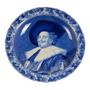 Royal Delft Plate Portrait Frans Hals Blue and White Cabinet Plate Charger