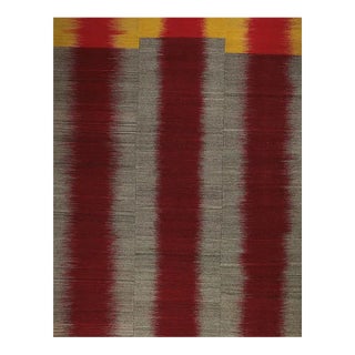 Handwoven Flatweave Stripe Pattern Scandinavian Style Persian Kilim Area Rug 11'1" X 13'9" For Sale