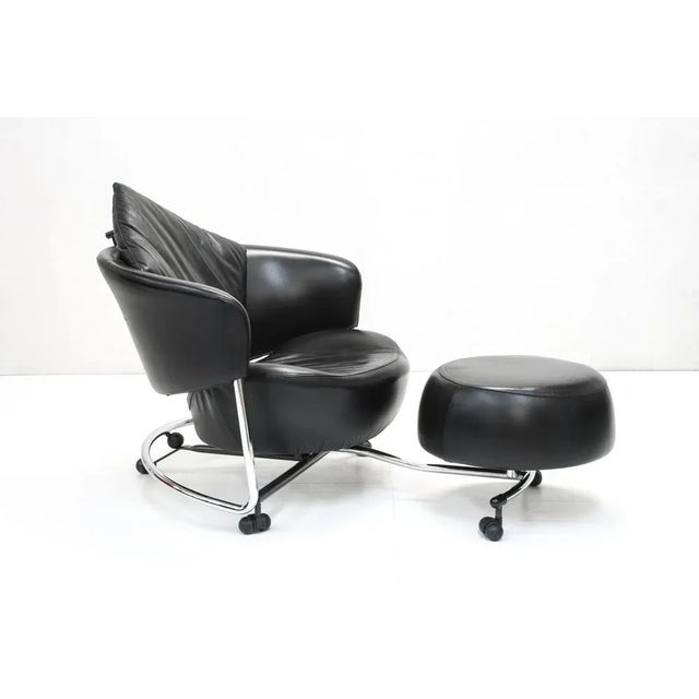 Cassina Adjustable Leather Girotonda Lounge Chair by Francesco Binfaré for Cassina, 1990s For Sale - Image 4 of 14