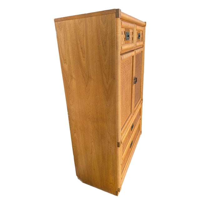 Rattan Armoire Dresser Project by Dixie Wicker Weve | Chairish
