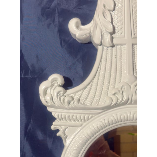 White Vintage Palm Beach Regency Gloss White French Rococo Revival Wall Mirror in Gampel-Stoll Style - Newly Painted For Sale - Image 8 of 12