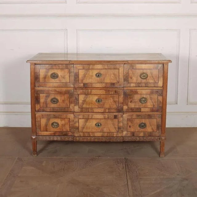 Wonderful Austrian 18th century pale walnut breakfront commode. 1790. This piece is designed in the style of the selected...