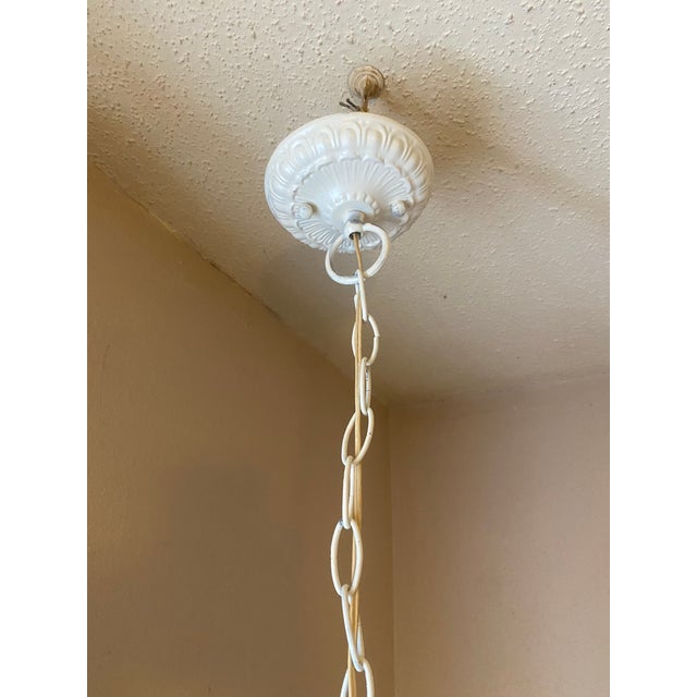 Antique White 1950s Mid Century Modern Italian Metal Tole Hanging Light For Sale - Image 8 of 10