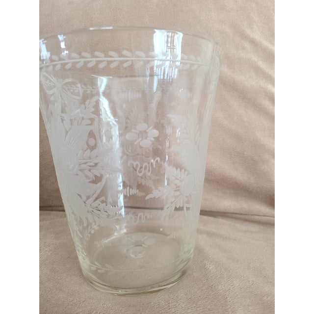 Antique 18th Century Wheel Engraved Glass Large Flip Bucket - Dated 1751 - For Sale - Image 4 of 7