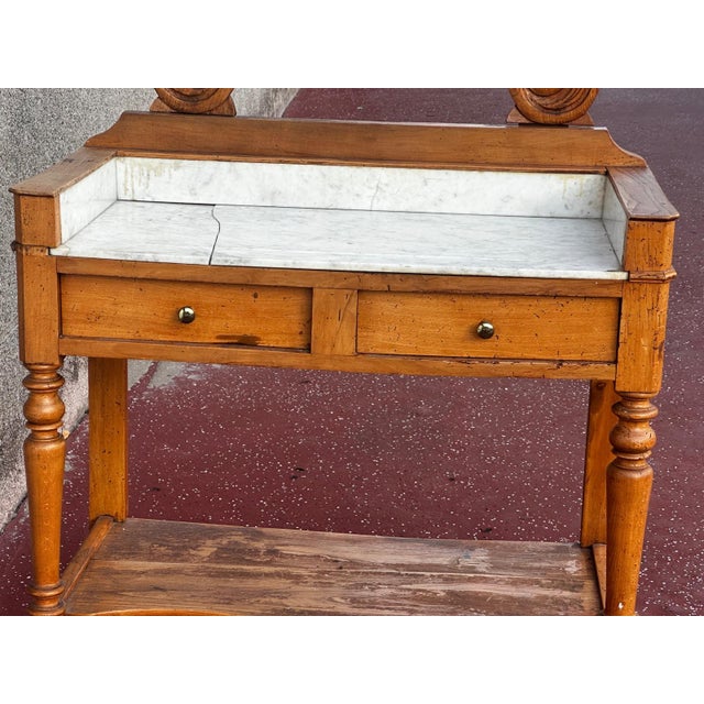 Louis Philippe Cherrywood Dressing Table with Marble Top and Swiveling Mirror, France, 19th Century For Sale - Image 15 of 18