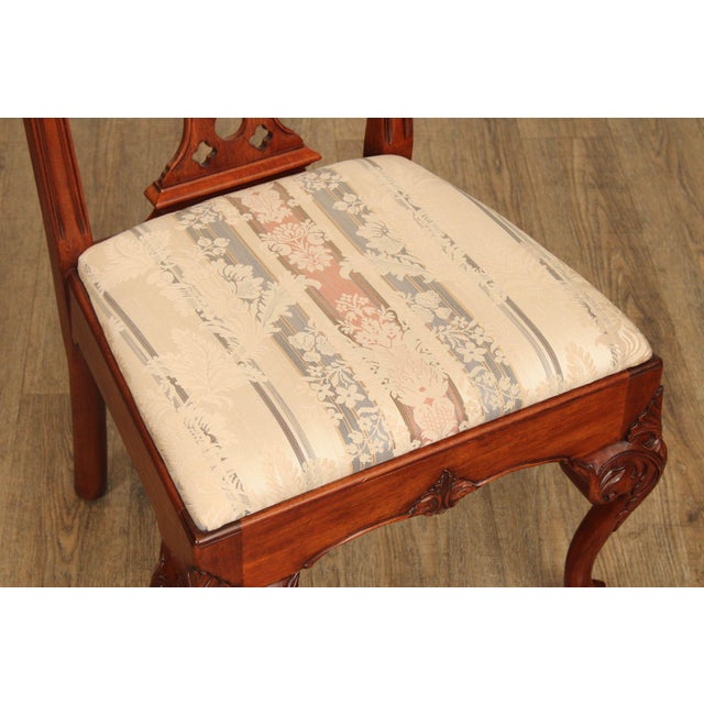 Brown E.J. Victor Chippendale Style Set of Ten Mahogany Dining Chairs For Sale - Image 8 of 12