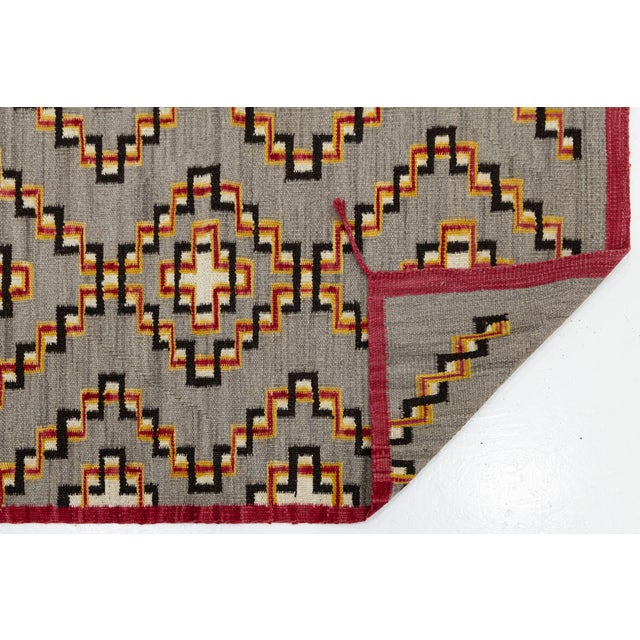 Native American Contemporary Modern Southwest Navajo-Style Geometric Handmade Wool Accent Rug For Sale - Image 3 of 9