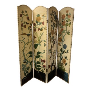 Four Panel Hand Painted Screen For Sale