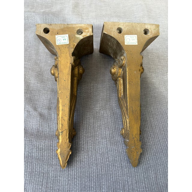 Vintage Gold Resin Candleholder Sconces a Pair For Sale - Image 12 of 17