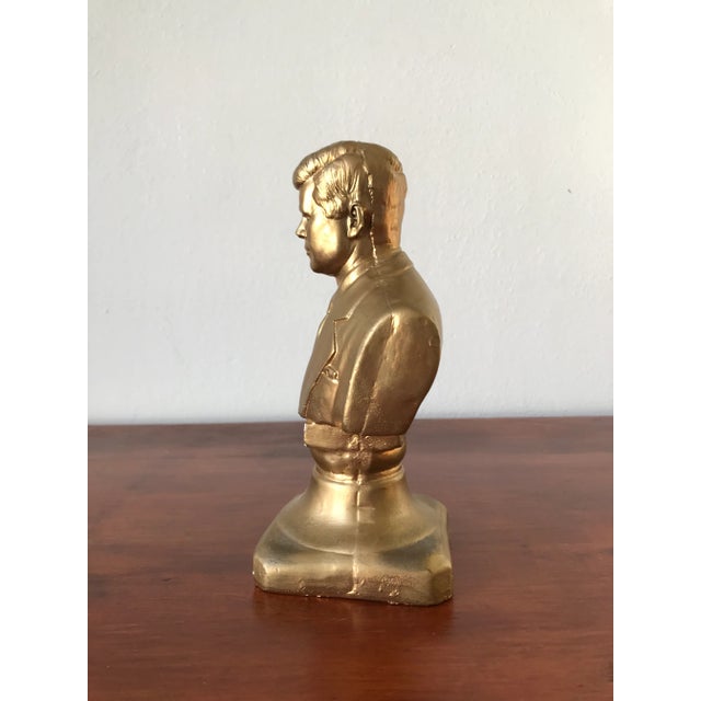 Mid 20th Century Vintage Gold Plaster Bust of Kennedy (Jfk) For Sale - Image 5 of 12