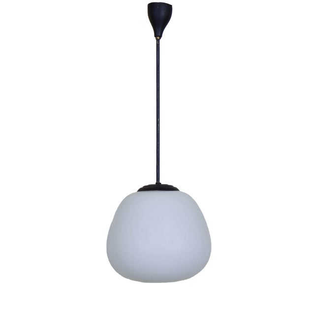 Opaline Glass Pendant Lamp, 1960s For Sale