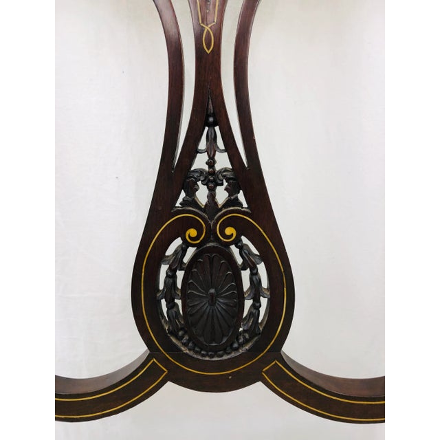 Textile Antique Inlaid Edwardian Arm Chair For Sale - Image 7 of 13