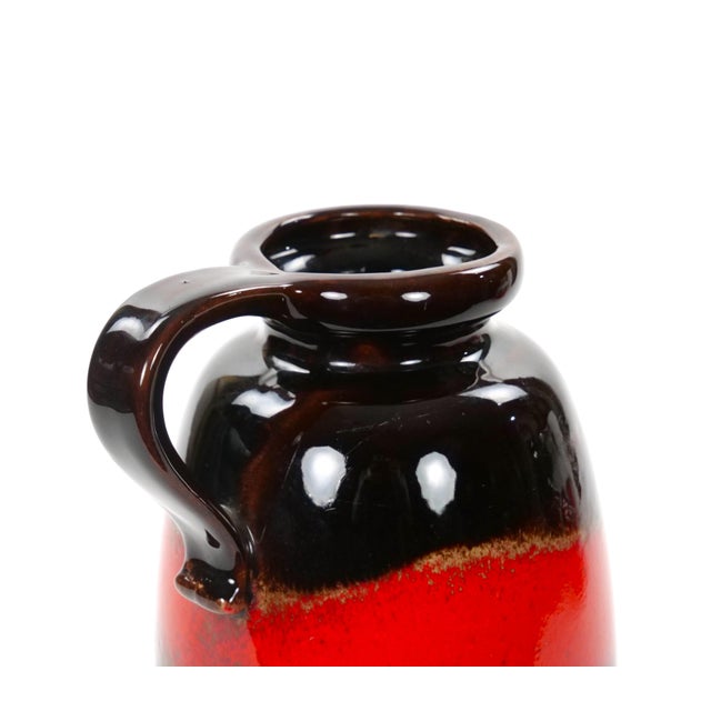 Red Mid-Century West German Glazed Porcelain Vase, Yellow, Red & Brown 10" Tall For Sale - Image 8 of 11