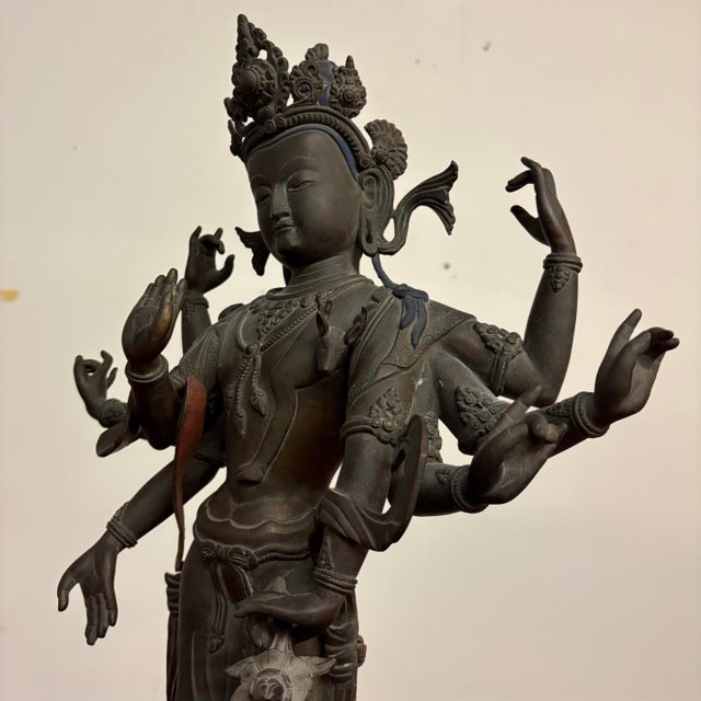 Figurative Bronze Eight-Armed Bodhisattva Statue From Nepal For Sale - Image 3 of 11
