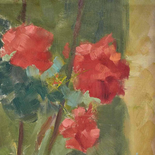 Modern F. Gamberini, Flowers, Oil on Board, 1950s For Sale - Image 3 of 5
