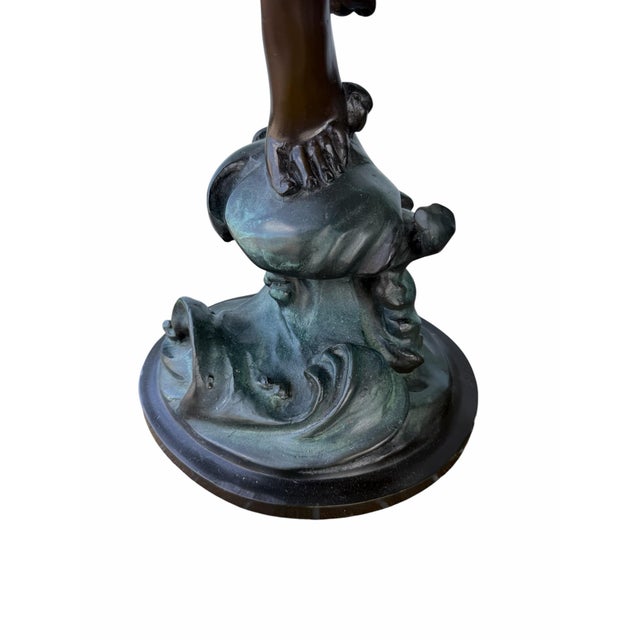Bronze Vintage Bronze "Crest of the Wave" Nude Female Sculpture After Harriet Frishmuth For Sale - Image 8 of 9