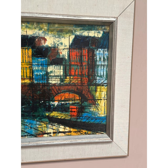 Sigma, City Motif with Bridge, 1960s, Oil on Canvas, Framed For Sale - Image 8 of 18
