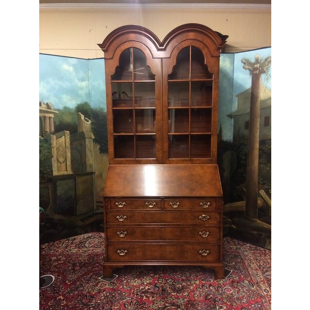 Item: Vintage Two Piece Secretary Desk, Double Bonnet Desk (unmarked). Age & Condition: Circa 1990. Good, some finish...