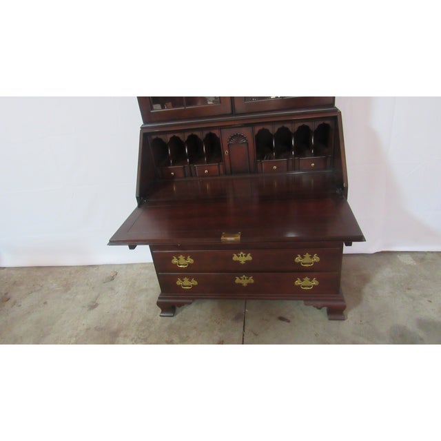 Brown 1980s Statton Old Towne Cherry Secretary Desk W. Bookcase Top For Sale - Image 8 of 11