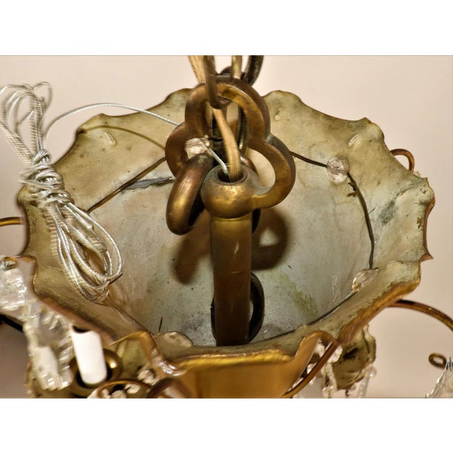 Maison Jansen Vintage Maison Jansen Gilt Brass and Crystal Chandelier For Sale - Image 4 of 13