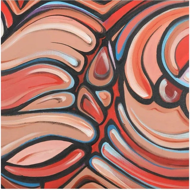 Abstract Huge 20th C Abstract Oil Painting "Swirls" Pop Art 48x24 For Sale - Image 3 of 10
