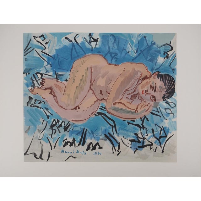 Raoul Dufy, Nude on a Blue Background, Lithograph For Sale - Image 5 of 5