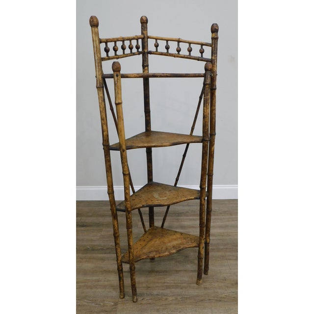Victorian Antique 19th Century Burnt Bamboo Corner Etagere Shelf Chairish