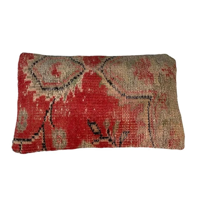 1960s Large Vintage Turkish Handmade Rug Cushion Cover For Sale - Image 5 of 11