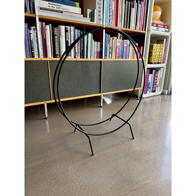 60s Solid Wrought Iron Fireplace Log Holder Hoop Design Umanoff Tepper Style For Sale - Image 11 of 12
