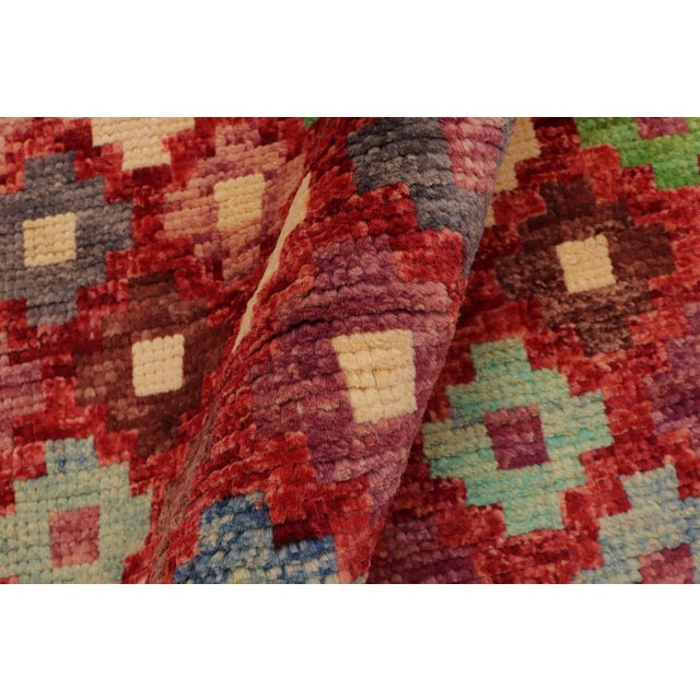 Red Eclectic Balochi Red/Blue Wool Rug - 3'3''x4'10'' For Sale - Image 8 of 11