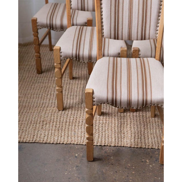 1970s Henning Kjaernfulf Style Danish Oak Dining Chairs With Wool Upholstery - Set of 6 For Sale - Image 11 of 18