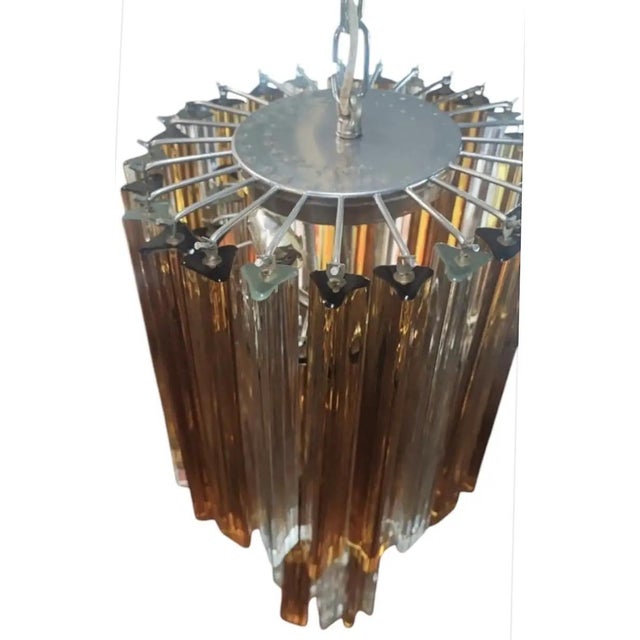 1960s 1960s White and Amber Trilobi Murano Glass Spiral Cascade Chandelier For Sale - Image 5 of 8