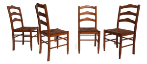 Mid 20th Century Set of Four Wooden Dining Chairs With Rush Seats