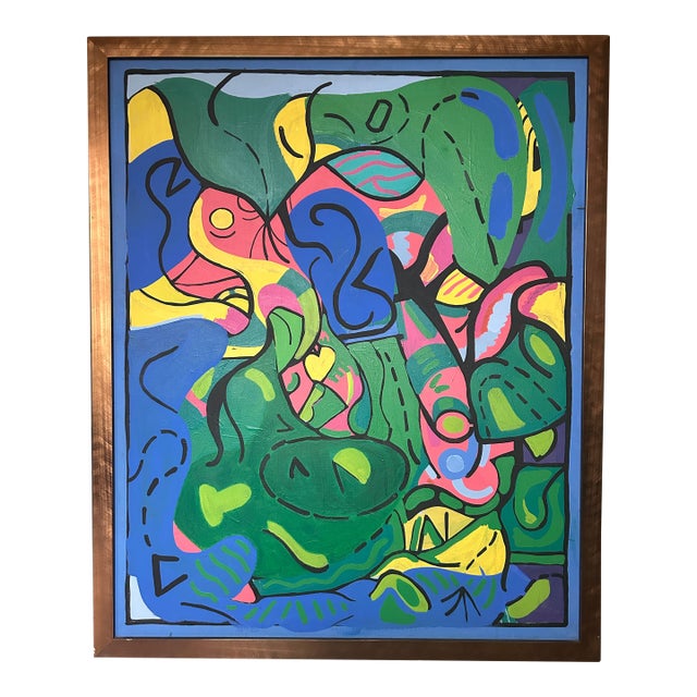 Patricia Hermine Sloane Large Signed Abstract Mid Century Oil Painting For Sale