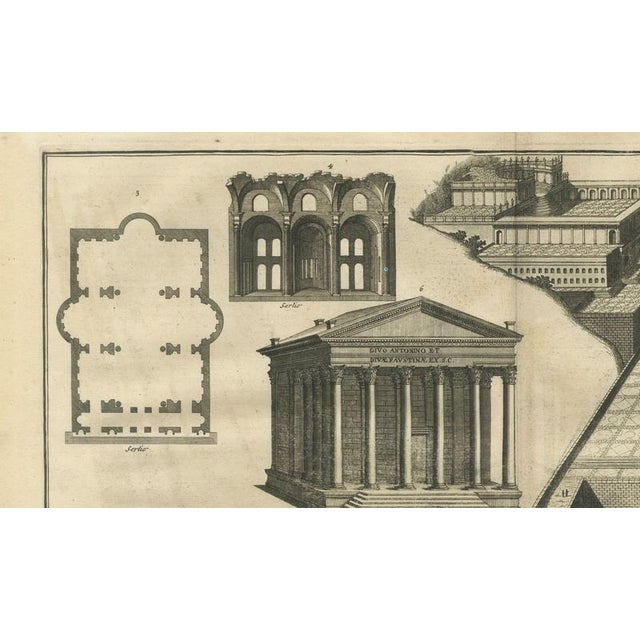 After Montfaucon, Antique Roman Temple Architecture & Archaeological Plan, 1721, Engraving For Sale - Image 7 of 10