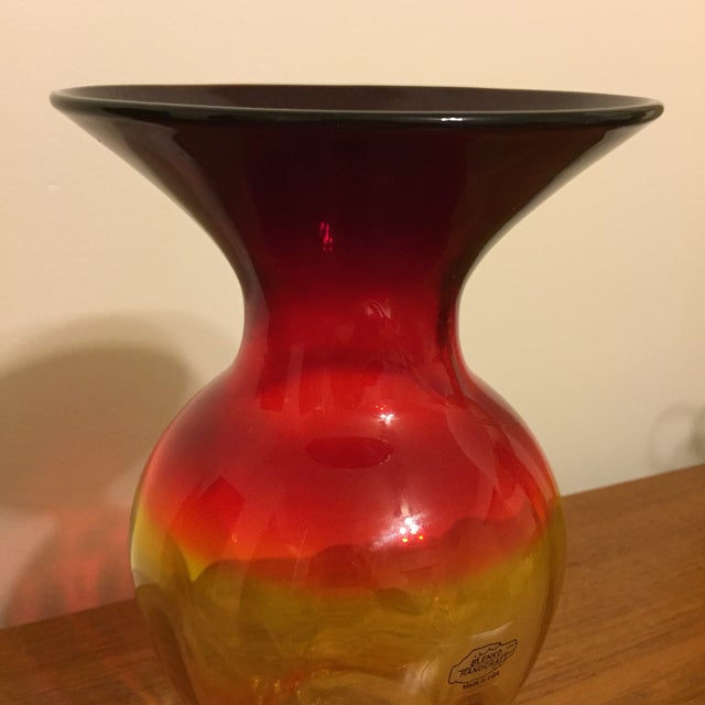 Blenko Signed Amberina Glass Vase Chairish